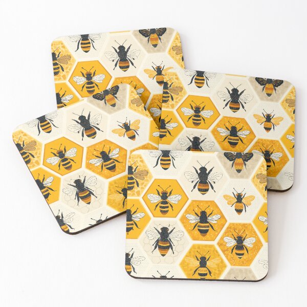 Item preview, Bees and honeycombs – seamless pattern design designed and sold by Meiersbeste.