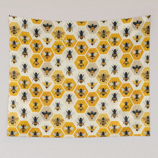 Item preview, Bees and honeycombs – seamless pattern design designed and sold by Meiersbeste.
