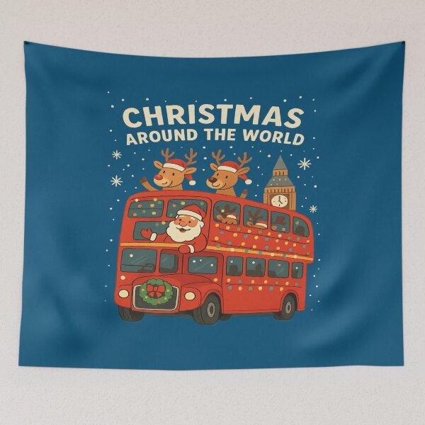 Item preview, Santa’s London Bus – Christmas Around the World Tour designed and sold by Globalcitytees.
