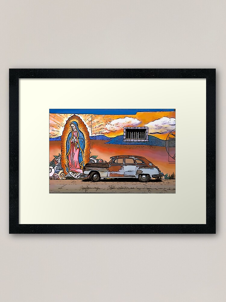 Alternate view of Old Car and Guadalupe Framed Art Print