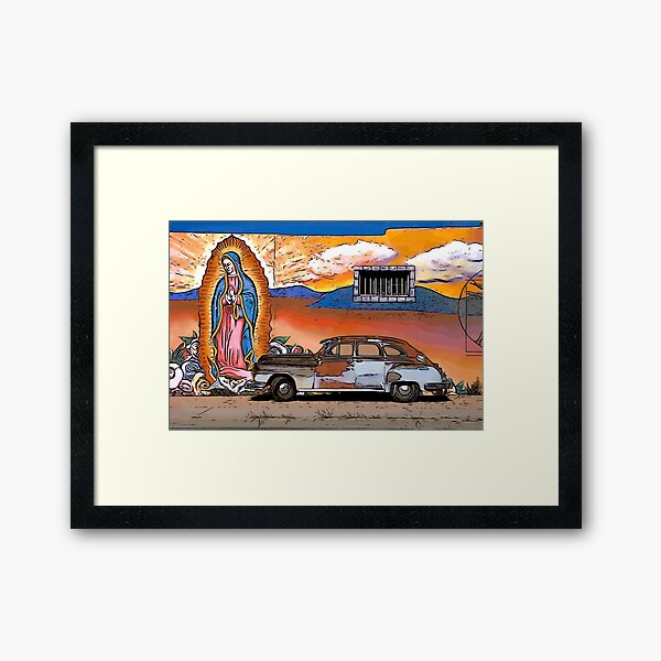 Old Car and Guadalupe Framed Art Print