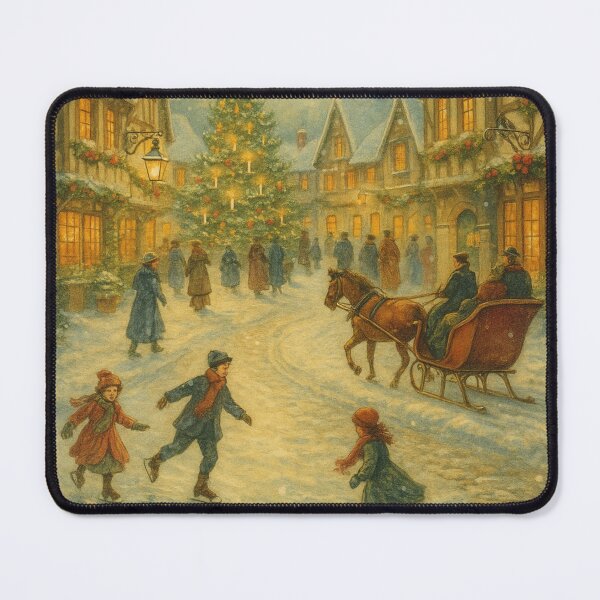 Item preview, Vintage Christmas Village – Nostalgic Winter Holiday Illustration designed and sold by Meandmyshop.