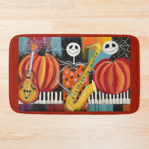 Item preview, Strike Up the Band with Skeleton Musicians Pumpkins and Cobwebs in a Festive Halloween Scene designed and sold by OlfactoART Studio.