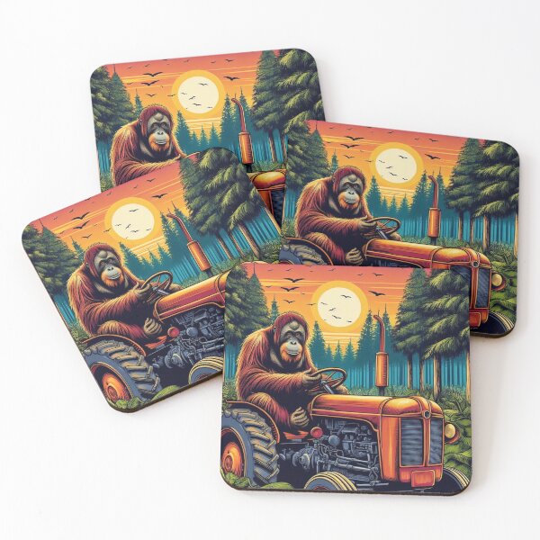 Item preview, cute orangutan tractor riding designed and sold by Dogandesighn.