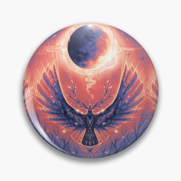 Item preview, Crow Moon, Lunar Eclipse Art, Visionary Moon Art, Raven Magic Art designed and sold by Jezhawk.