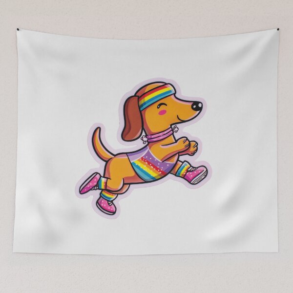Item preview, Retro Aerobics Dachshund | 80s Workout Dog Sticker designed and sold by Clawffirmations.