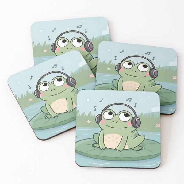 Item preview, Lo-Fi Frog Relaxing with Headphones Cute Cartoon Design designed and sold by FluffyPeels.