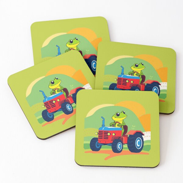Item preview, Whimsical Geometric Frog Farmer Tee - Abstract Vector Tractor Pilot designed and sold by karim38.