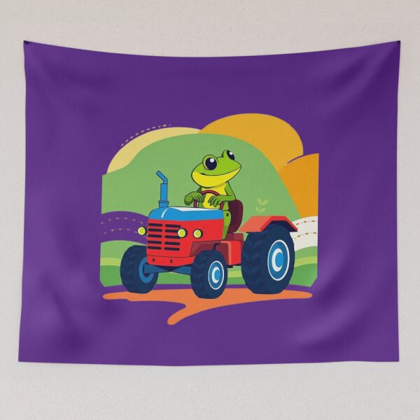 Item preview, Whimsical Geometric Frog Farmer Tee - Abstract Vector Tractor Pilot designed and sold by karim38.