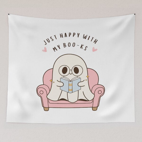 Item preview, Cute Happy Reading Ghost funny Books quote designed and sold by AestHenni17.