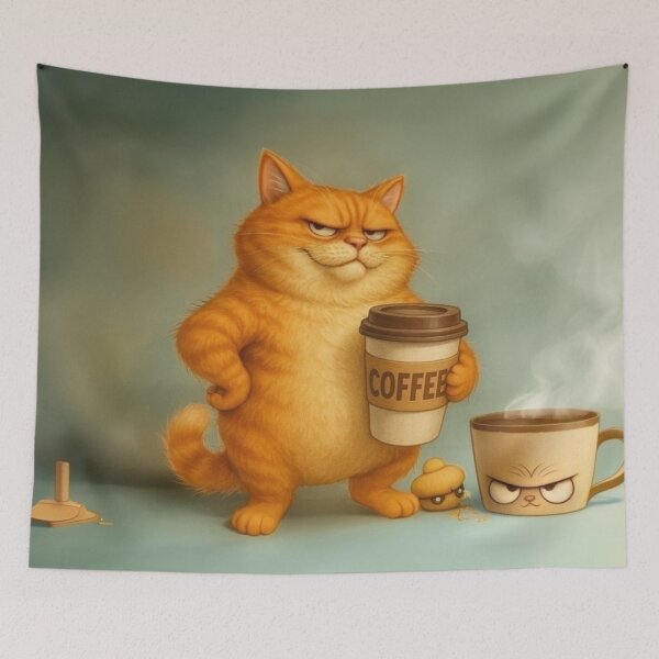 Item preview, Orange Cat Barista Holding Coffee designed and sold by memememescat.