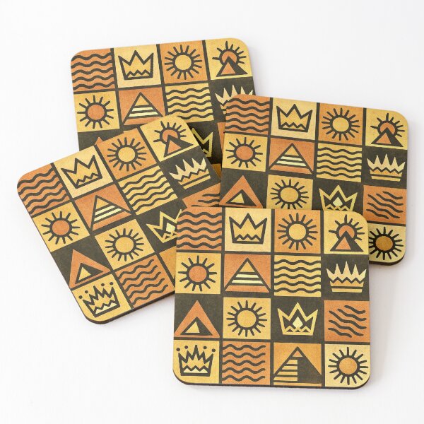 Item preview, Nubian Crown Motifs - Ancient Nile Royalty Pattern designed and sold by Myra365Art.
