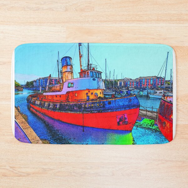 Item preview, Canning Boat Watercolour Swansea Wales designed and sold by santoshputhran.