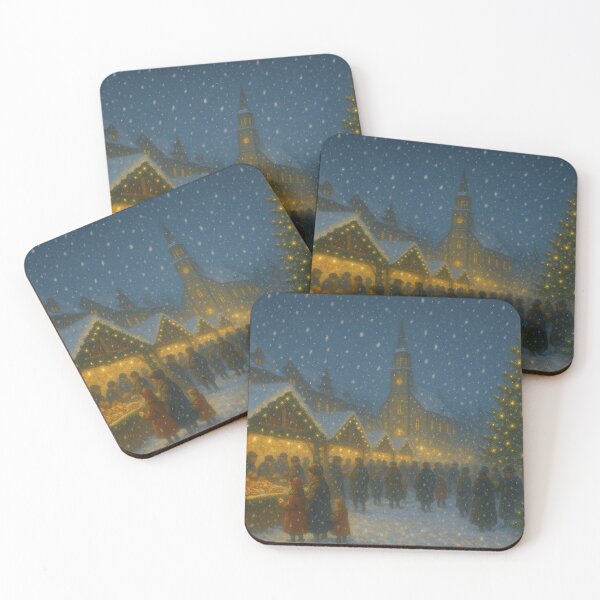 Item preview, Christmas Market Evening – Snowy Winter Village Scene designed and sold by Meandmyshop.