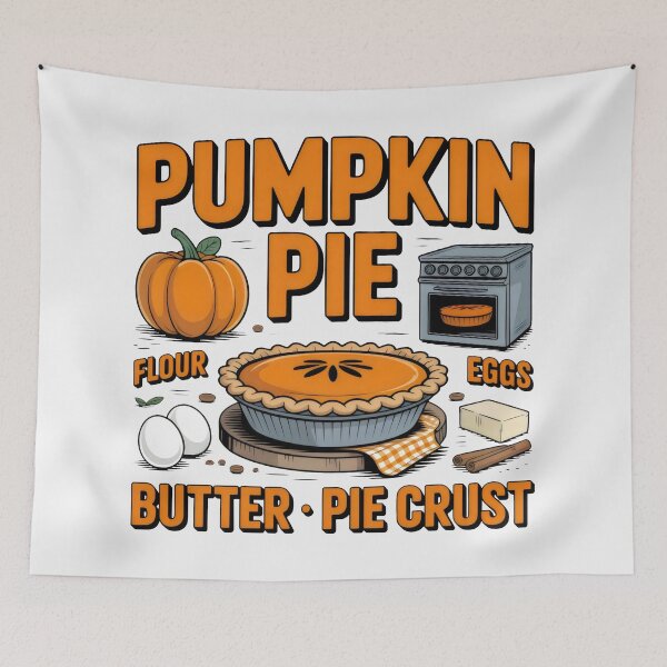 Item preview, Warm Autumn Scene with Pumpkin Pie and Ingredients designed and sold by SplashTastic.