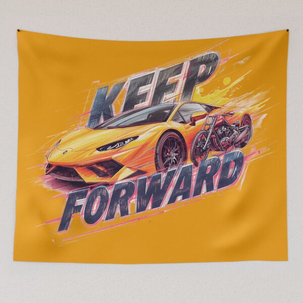 Item preview, Keep Forward – Sports Car and Motorcycle Street Art Design designed and sold by WovennDesigns.