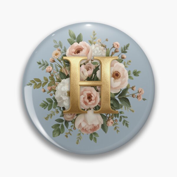 Item preview, Floral Monogram Letter H Wall Art – Elegant Gold Initial H with Roses & Peonies | Personalized Wedding Gift, Nursery Decor, Feminine Botanical Initial H Print designed and sold by AmenAlways.