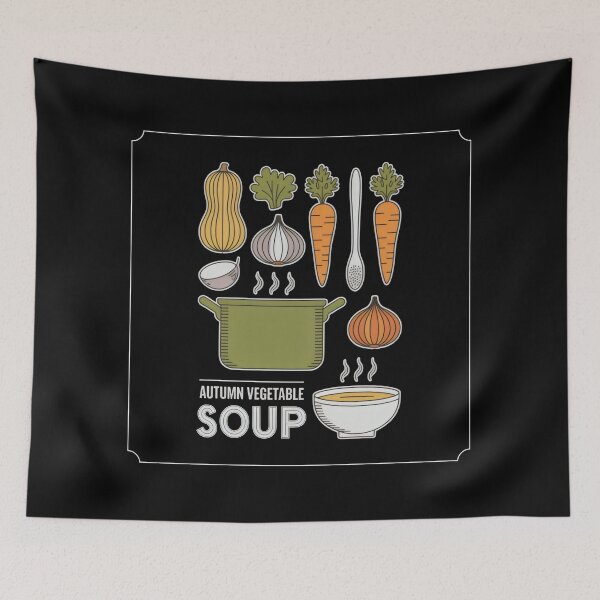 Item preview, Seasonal Cooking Pot with Fresh Autumn Vegetables in Orange and Green designed and sold by SplashTastic.