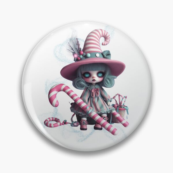 Item preview, Bruja de caramelos espeluznante y adorable | Muñeca gótica de Halloween | Decoración de pared y regalos kawaii espeluznantes designed and sold by Medeea Publishing.