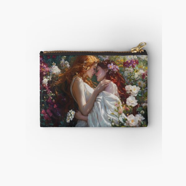 Item preview, Lesbify Love Queens, Two Goddess in Floral Garden Wall art Sappho Lesbian decor Art Print, Cottagecore, Lesbian Wall art painting wlw art designed and sold by bubblecanvas.
