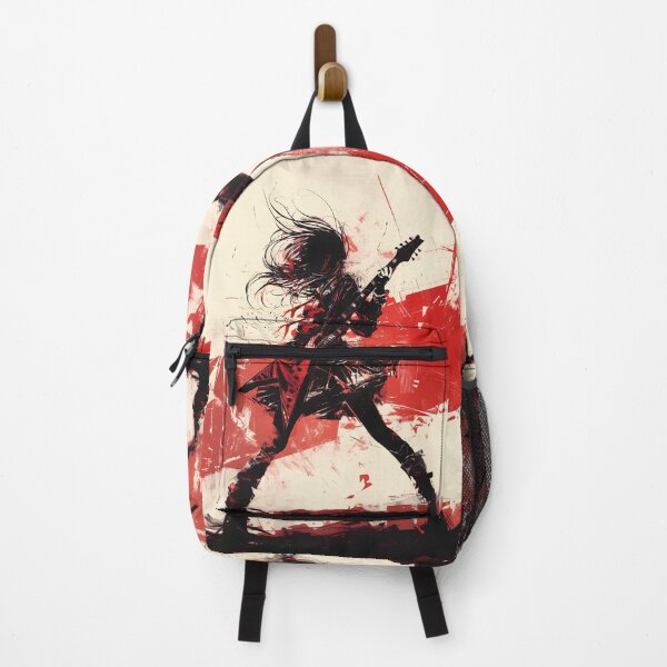 Item preview, Bold Electric Guitar Silhouette – Red & Black Grunge Rock Music Art Print designed and sold by Windy-market.