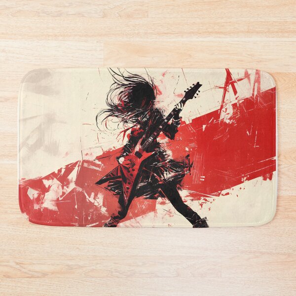 Item preview, Bold Electric Guitar Silhouette – Red & Black Grunge Rock Music Art Print designed and sold by Windy-market.