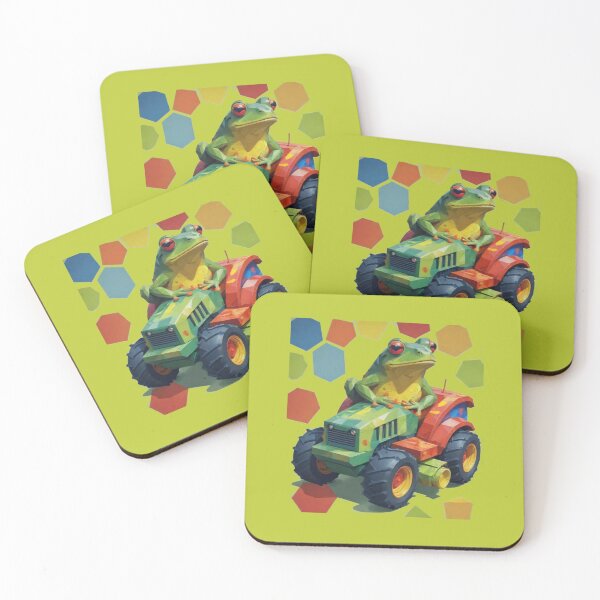 Item preview, Whimsical Geometric Frog Farmer Tee - Abstract Vector Tractor Pilot designed and sold by karim38.