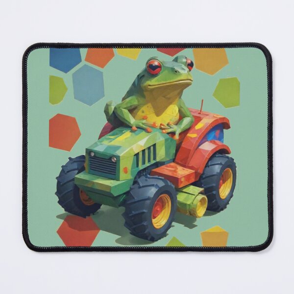 Item preview, Whimsical Geometric Frog Farmer Tee - Abstract Vector Tractor Pilot designed and sold by karim38.