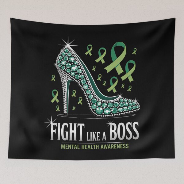 Item preview, High Heels Fight Like A Boss Mental Health Awareness designed and sold by WalshDrawnLaugh.
