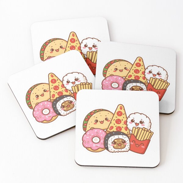 Item preview, Kawaii Snacks Assortment – Cute Pizza, Sushi, Donut, Tacos and Fries designed and sold by KawaiiAI-Art.
