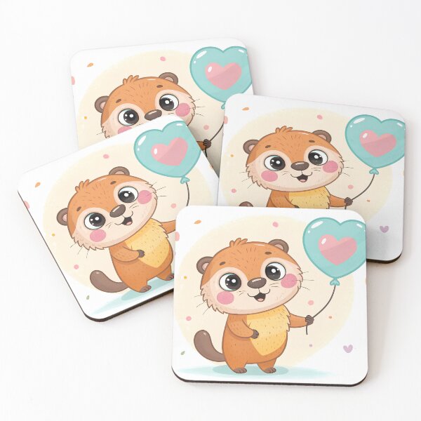 Item preview, Cute Otter Holding Heart Balloon Kawaii Animal Design designed and sold by FluffyPeels.
