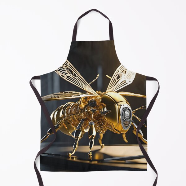 Item preview, Golden Mechanical Bee Robot - Steampunk Cyberpunk Insect Art designed and sold by Peter Kraaibeek Art Gallery.