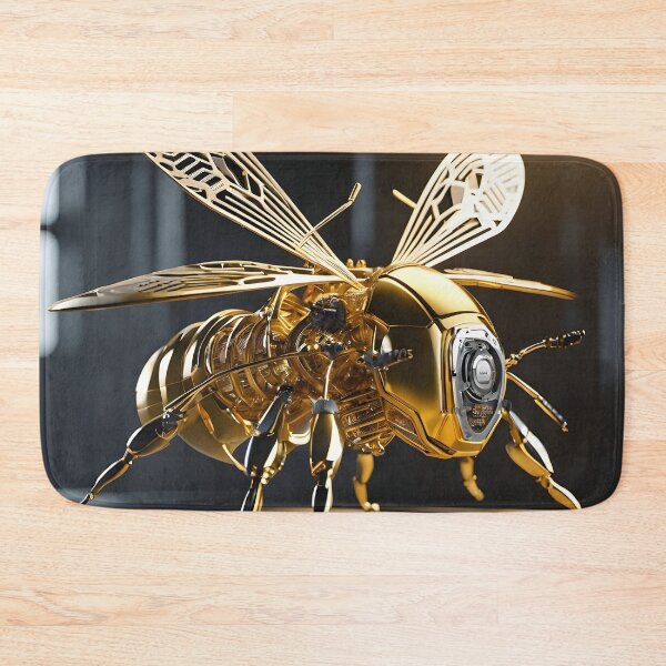 Item preview, Golden Mechanical Bee Robot - Steampunk Cyberpunk Insect Art designed and sold by Peter Kraaibeek Art Gallery.