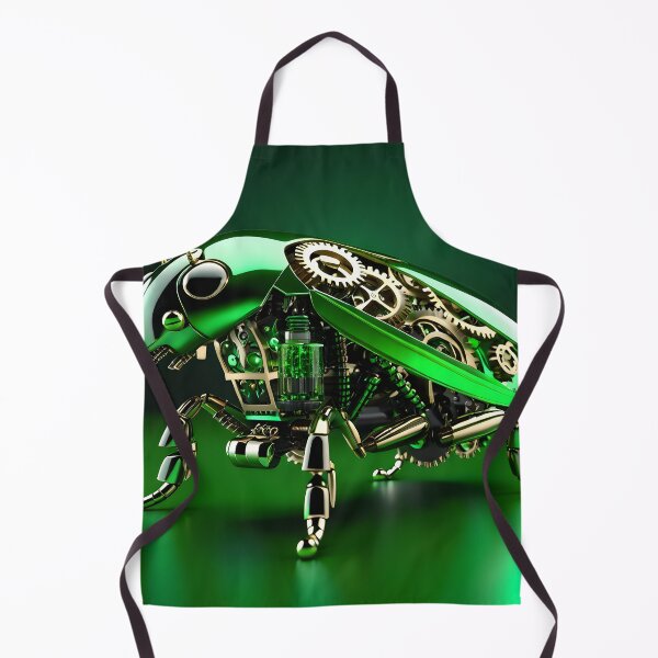 Item preview, Green Mechanical Rove Beetle Robot - Steampunk Cyberpunk Insect Art designed and sold by Peter Kraaibeek Art Gallery.