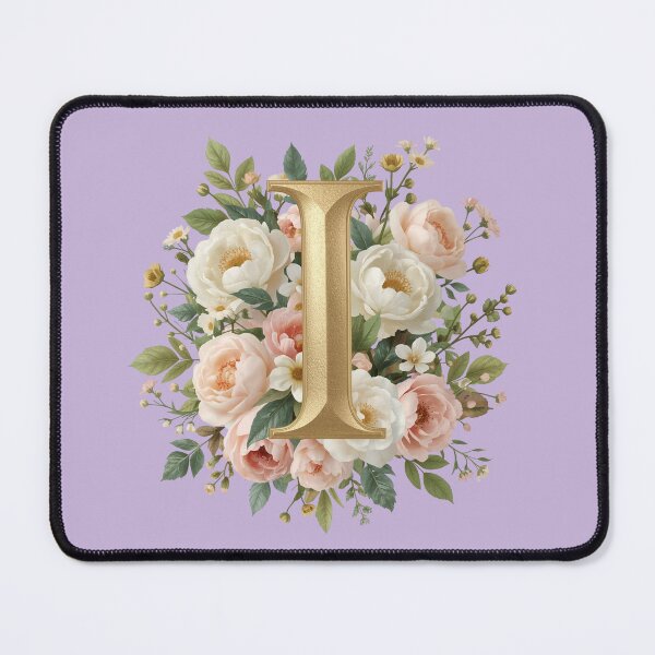 Item preview, Floral Monogram Letter I Wall Art – Elegant Gold Initial I with Roses & Peonies | Personalized Wedding Gift, Nursery Decor, Feminine Botanical Initial I Print designed and sold by AmenAlways.
