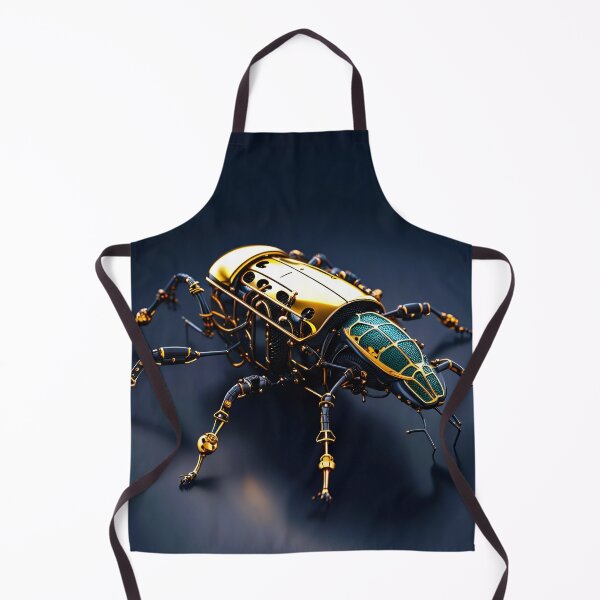 Item preview, Golden Mechanical Oil Beetle Robot - Steampunk Cyberpunk Insect Art designed and sold by Peter Kraaibeek Art Gallery.