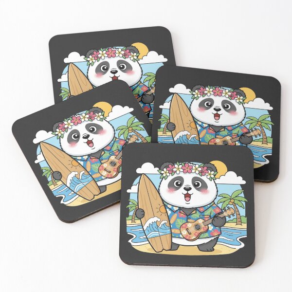 Item preview, Cute Panda in Hawaiian Shirt with Ukulele | Kawaii Summer Surf Art designed and sold by ColorSplash123.