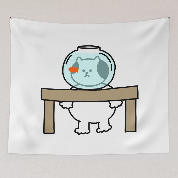 Item preview, a Cat looking at the fish designed and sold by superbaechoo.