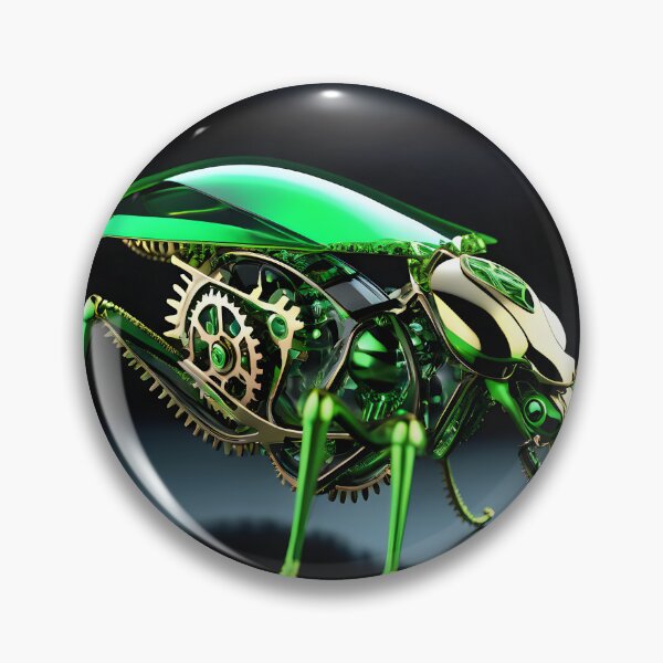 Item preview, Green Chrome Mechanical Mantis Robot - Steampunk Cyberpunk Insect Art designed and sold by Peter Kraaibeek Art Gallery.