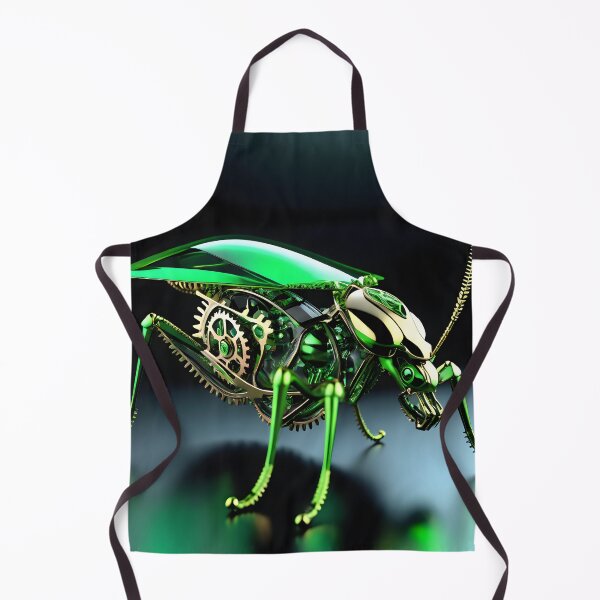 Item preview, Green Chrome Mechanical Mantis Robot - Steampunk Cyberpunk Insect Art designed and sold by Peter Kraaibeek Art Gallery.