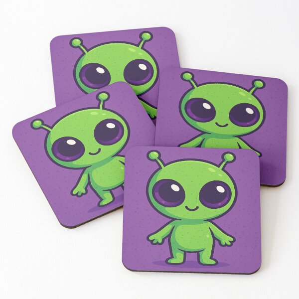 Aperçu de l'œuvre Cute Cartoon Alien – Green & Purple Space Creature créée et vendue par TODPESIGN.