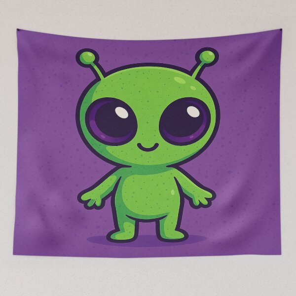 Item preview, Cute Cartoon Alien – Green & Purple Space Creature designed and sold by TODPESIGN.