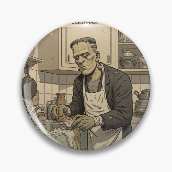 Item preview, "Frank's Scrub Down - Frankenstein's Monster Doing Dishes" designed and sold by Nanaimagination.
