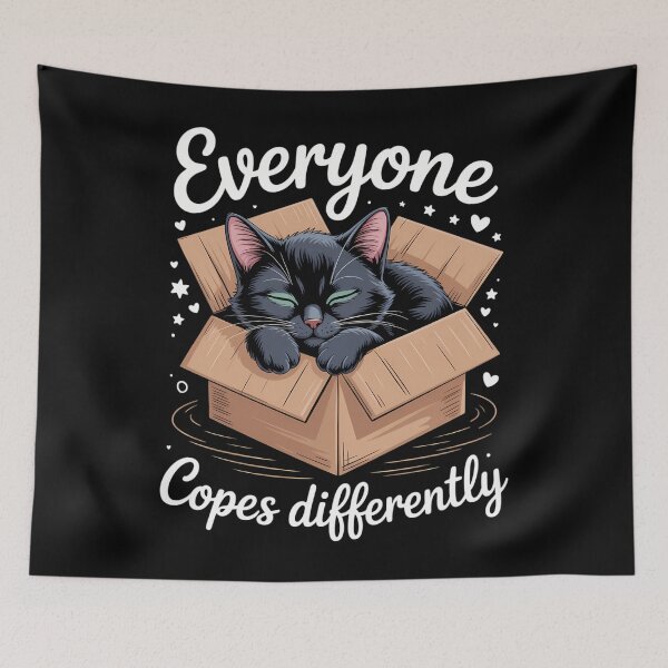 Item preview, Everyone Copes Differently Cat Napping Funny Mental Health designed and sold by DoorwayThreads.