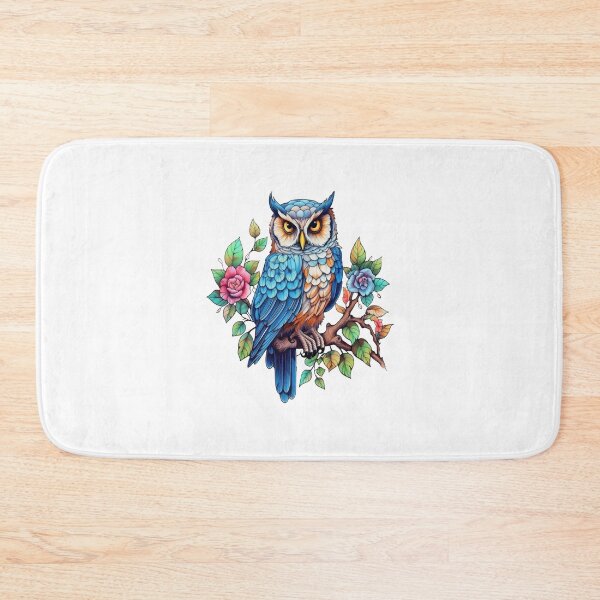 Item preview, magical owl on a tree branch with flowers designed and sold by LoneAngel.