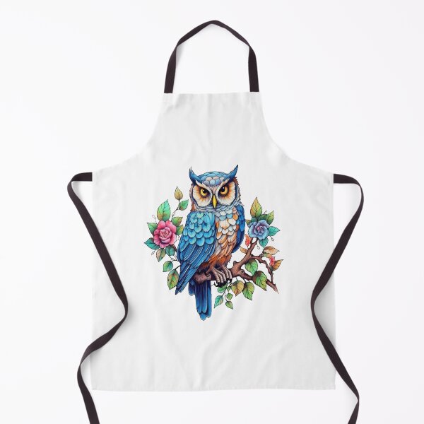 Item preview, magical owl on a tree branch with flowers designed and sold by LoneAngel.