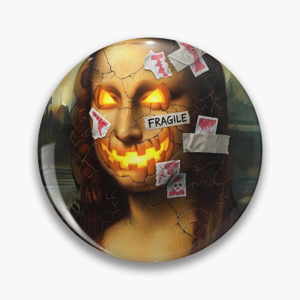 Item preview, Fragile Mona Lisa Meme – Cracked Pumpkin Smile Parody designed and sold by The Classics Freak.