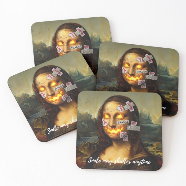 Item preview, Fragile Mona Lisa Meme – Cracked Pumpkin Smile Parody designed and sold by The Classics Freak.