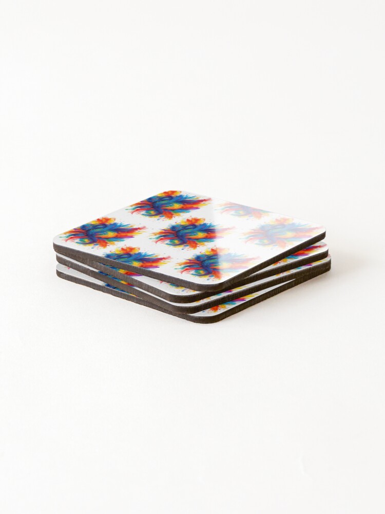 Thumbnail 4 of 5, Coasters (Set of 4), Colorful Abstract Ink Splash designed and sold by edimoraes.