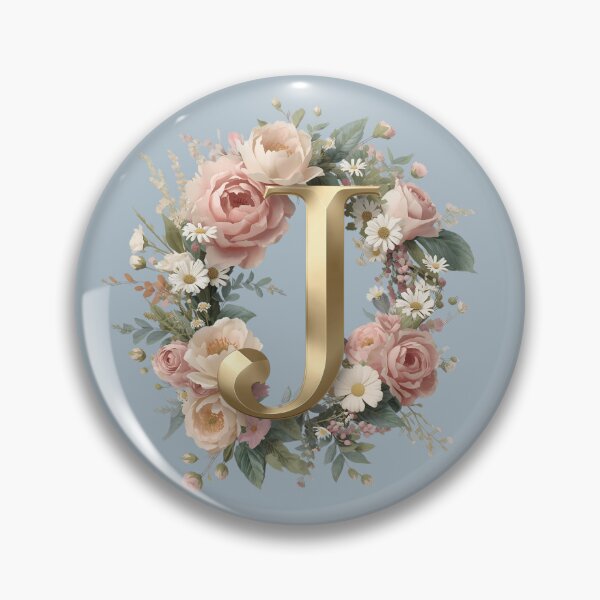 Item preview, Floral Monogram Letter J Wall Art – Elegant Gold Initial J with Roses & Peonies | Personalized Wedding Gift, Nursery Decor, Feminine Botanical Initial J Print designed and sold by AmenAlways.